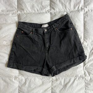 Topshop Black Mom Denim Shorts High-Waisted